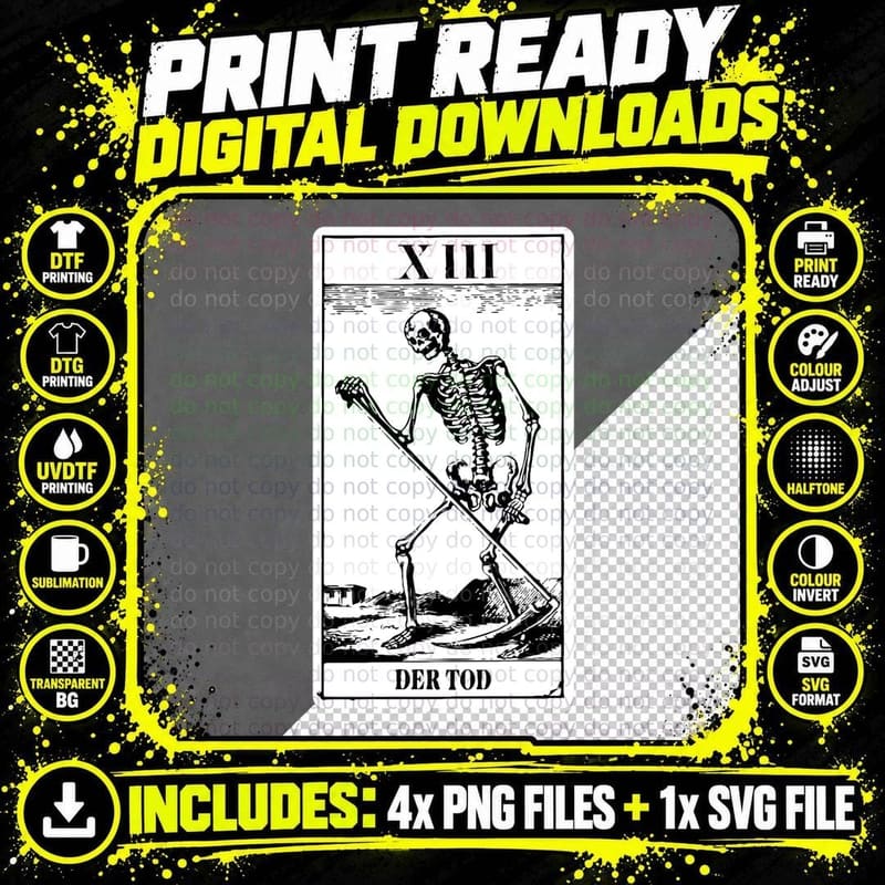 Death Der Tod Tarot T-Shirt Png SVG Digital Bundle