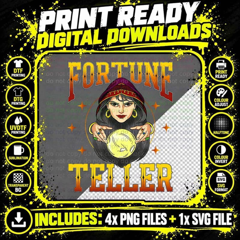Fortune Teller - Tarot Card Reading Foretelling Gypsy Png SVG Digital Bundle