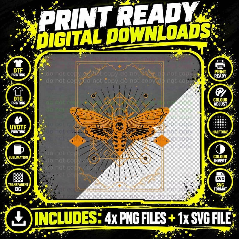 Gothic Moth Tarot Card Moth T-Shirt Png SVG Digital Bundle