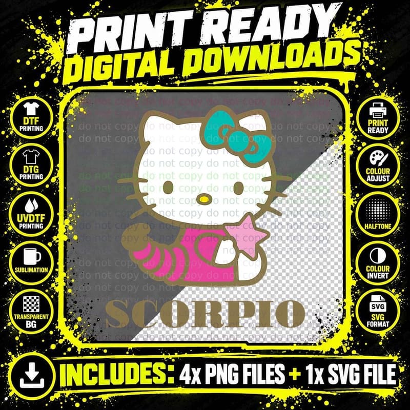 Hello Kitty Zodiac Scorpio T-Shirt Png SVG Digital Bundle