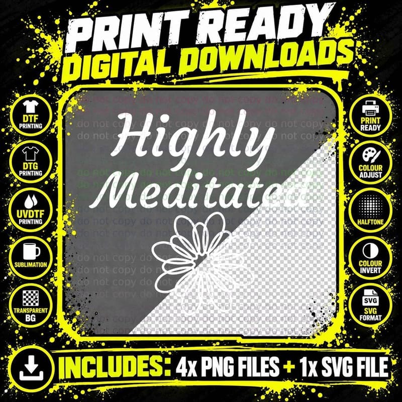 Highly Meditated Spiritual Yoga Top T-Shirt Png SVG Digital Bundle