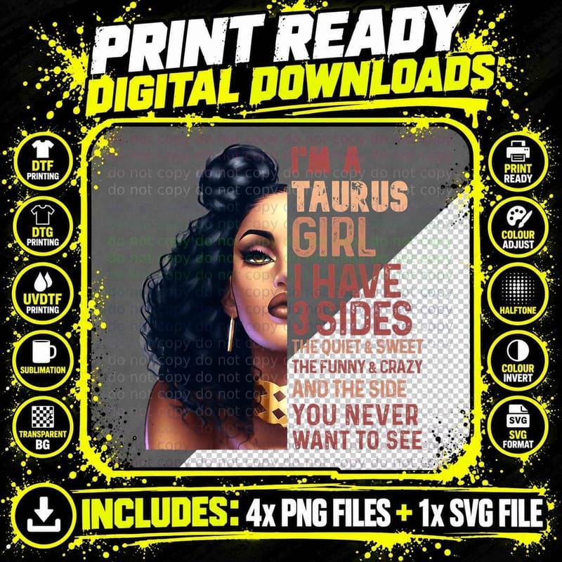 I Have 3 Side Taurus Girl Cool Zodiac Astrology Star Png SVG Digital Bundle