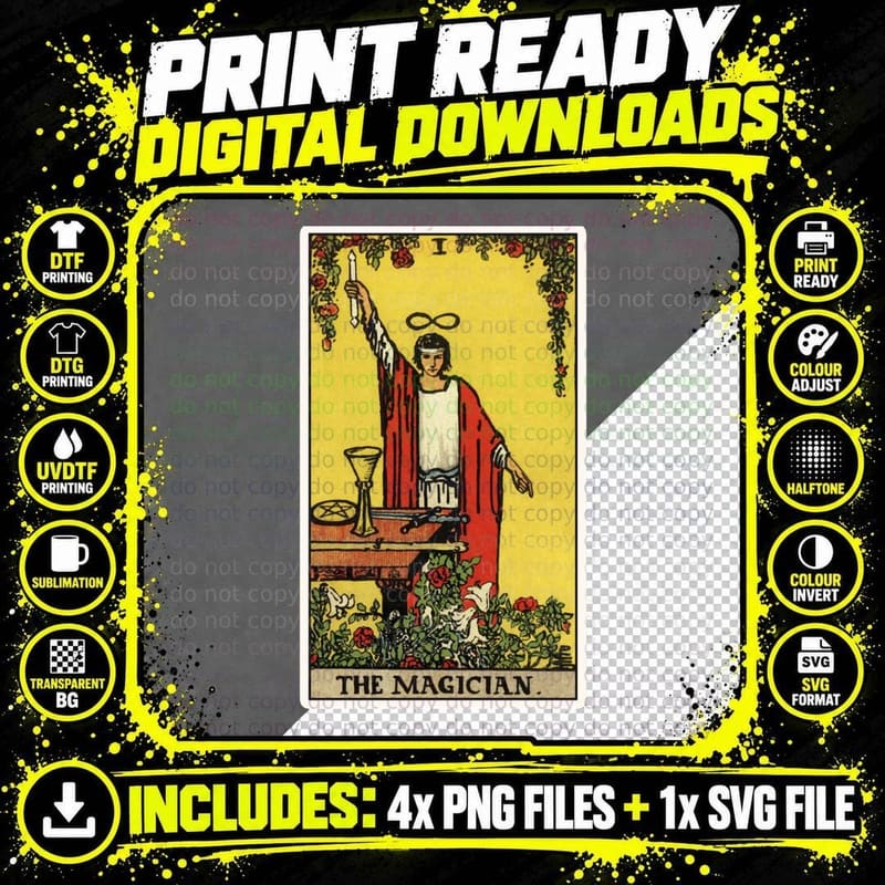 I. the Magician Tarot Card T-Shirt Png SVG Digital Bundle