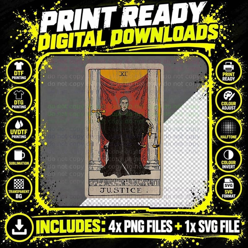 Justice Tarot Card T-Shirt Png SVG Digital Bundle