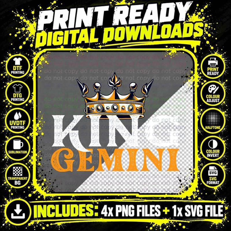 King Gemini - Astrologer Astrology Zodiac Sign Horoscope Png SVG Digital Bundle