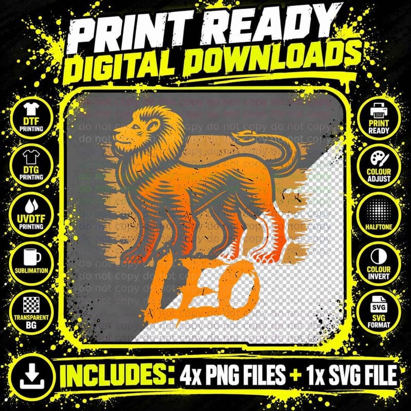 Leo Babylonian Astronomy Signs Zodiac Sign, Gift T-Shirt Png SVG Digital Bundle