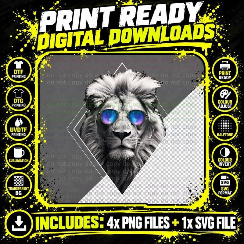 Lion Space Glasses Leo Vaporwave Galaxy Sunglasses Png SVG Digital Bundle