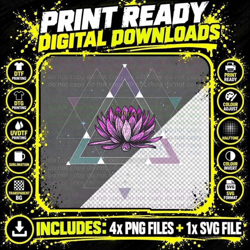 Lotus Flower Sacred Geometry T-Shirt Png SVG Digital Bundle