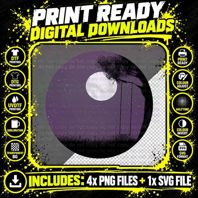 Lunar Moon Cool Full Moon Phase and Tree Women Men Png SVG Digital Bundle