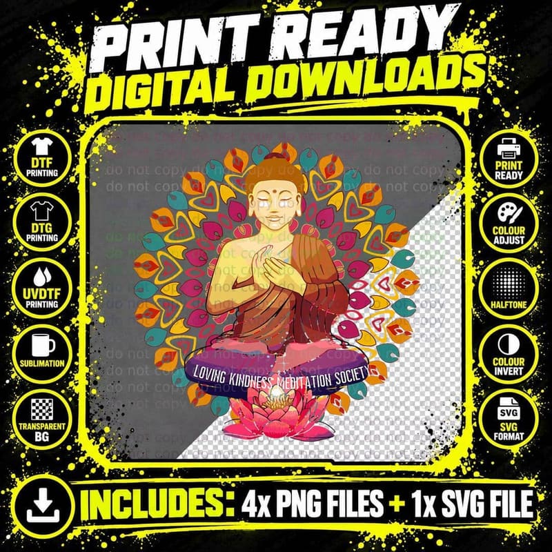 Mindfulness Buddha Buddhism Spiritual T-Shirt Png SVG Digital Bundle