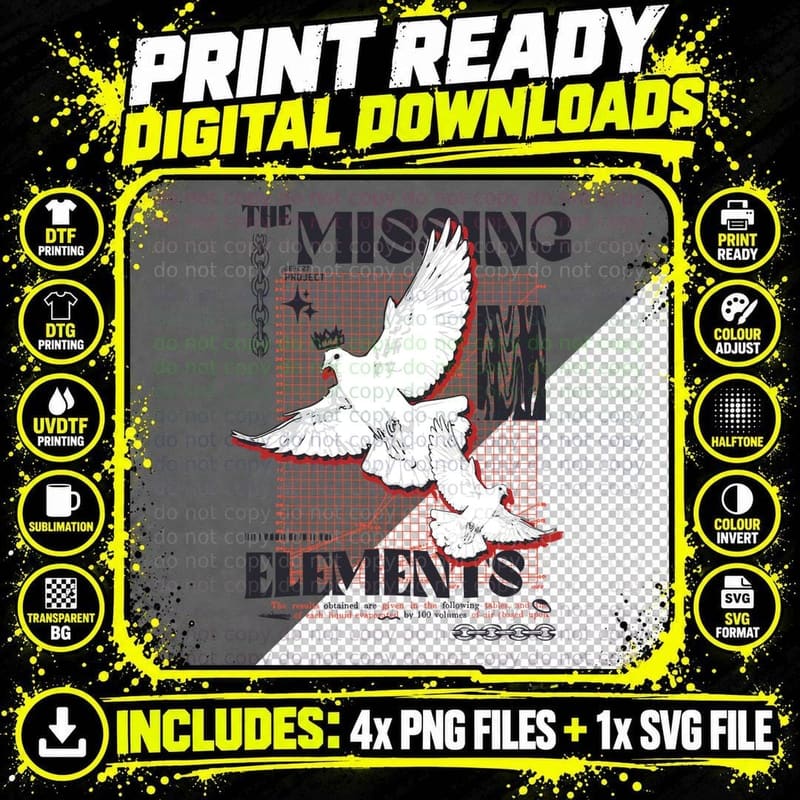 Misbehaving Elements Dark Dove Angel Wings Red Accents Png SVG Digital Bundle