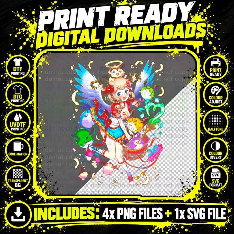 Multiple Girls Three Magical Effects Colorful Aura Png SVG Digital Bundle