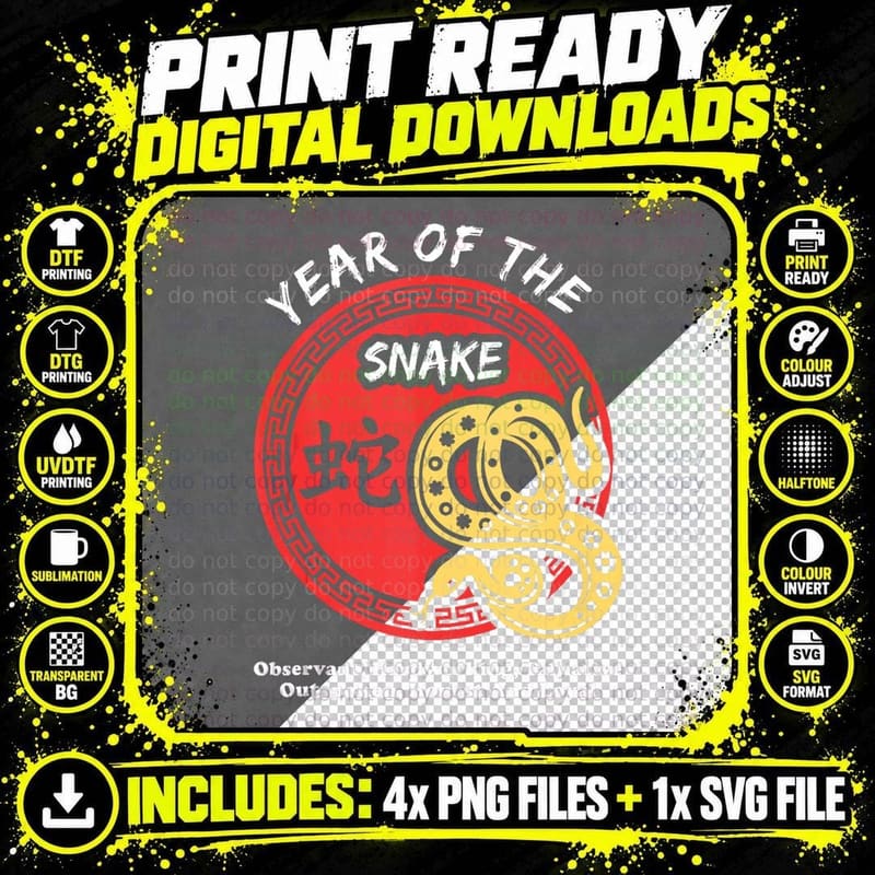 Of the Snake Chinese Zodiac Lunar New Year Men Women Png SVG Digital Bundle