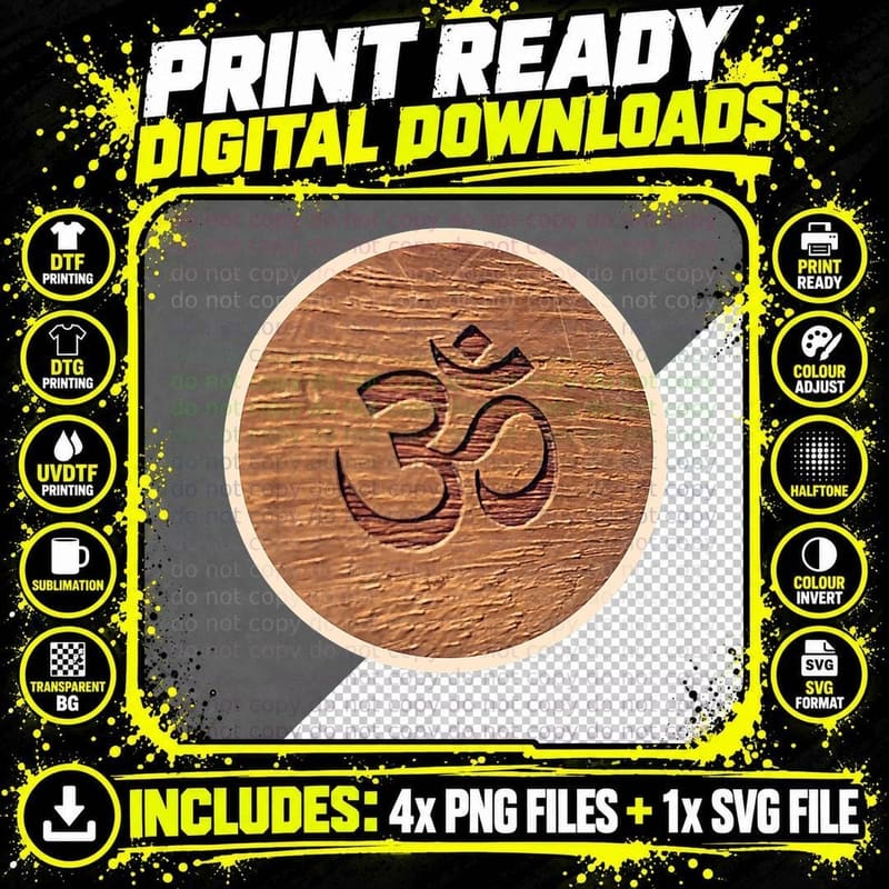 Om Aum Omkara Ancient Symbol Spiritual Art Yoga Png SVG Digital Bundle
