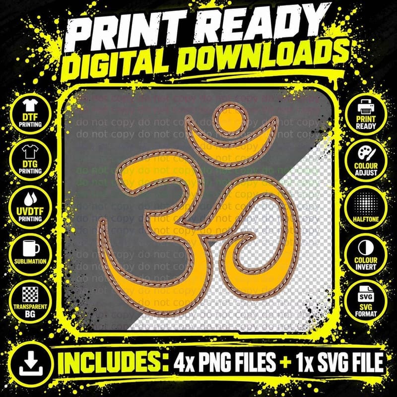 Om Meditation Spiritual Ancient Symbol Peace Yoga Aum Png SVG Digital Bundle