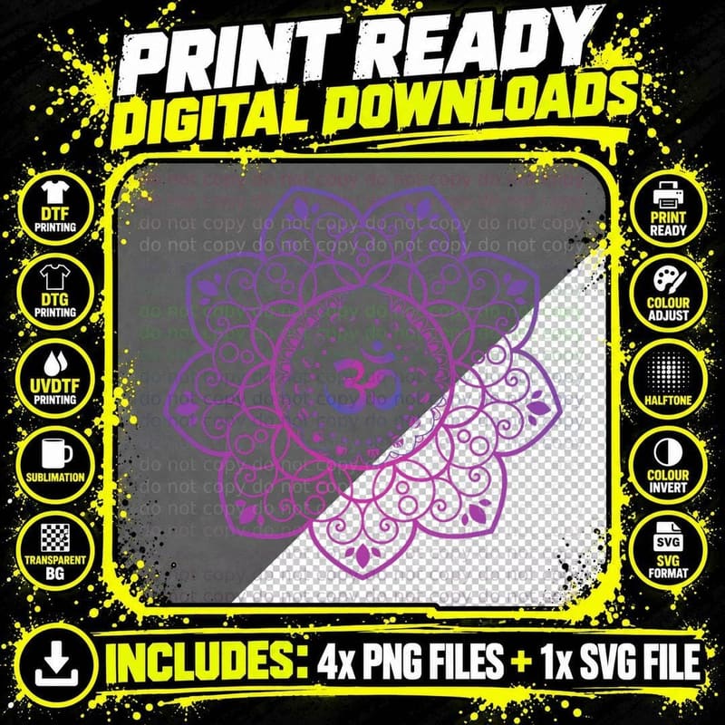 Om Meditations Mandalas Design Art Lover Spiritual Png SVG Digital Bundle