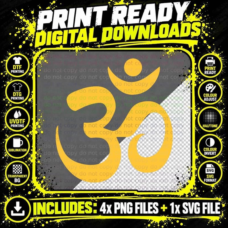 Om Omkara Aum Symbol Ancient Spiritual Yoga Zen Png SVG Digital Bundle