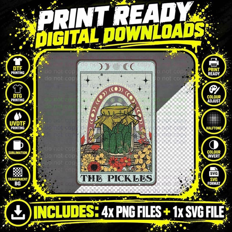 Pickles Tarot Card, Cottagecore Tarot Reader Reading Png SVG Digital Bundle