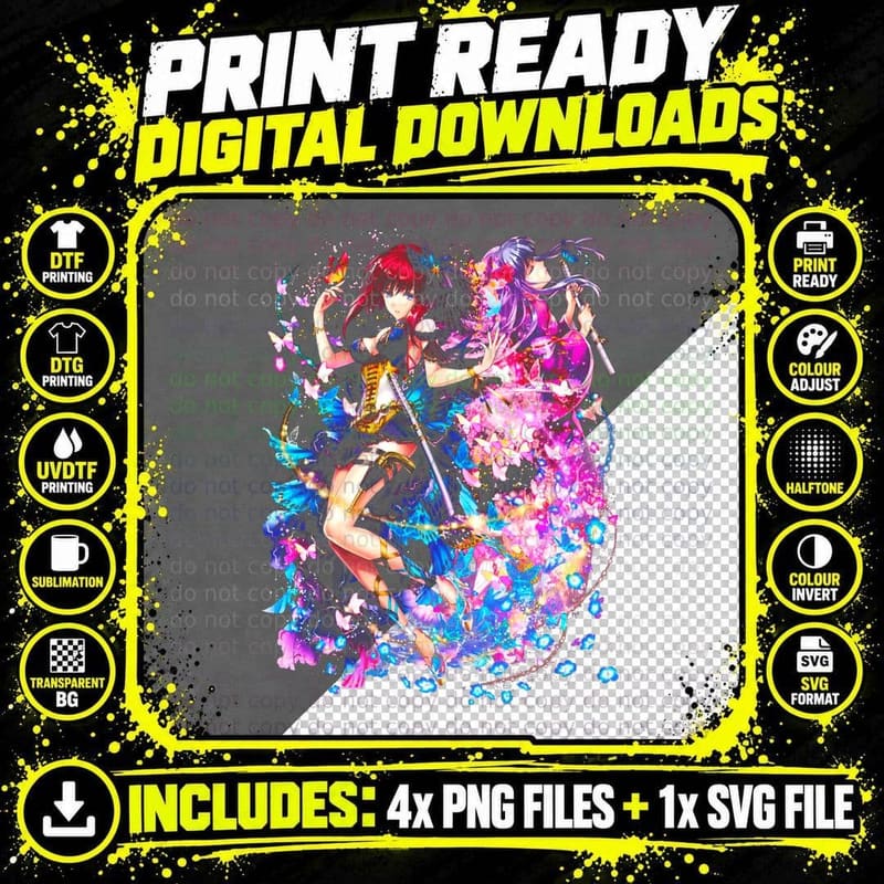 Purple Magic Girl Red-Haired Pink Effects Mystical Aura Png SVG Digital Bundle