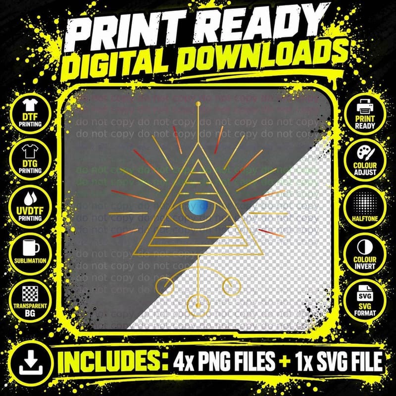 Sacred Geometry the Eye Occult Spiritual Yoga T-Shirt Png SVG Digital Bundle