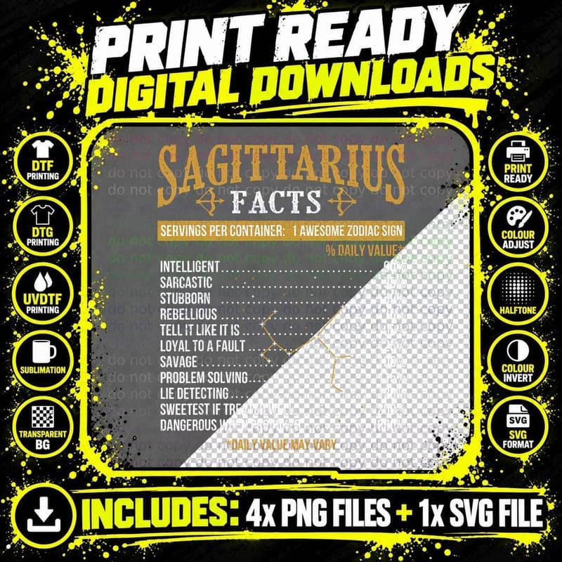 Sagittarius Facts - Zodiac Sign Astrology Symbol Png SVG Digital Bundle