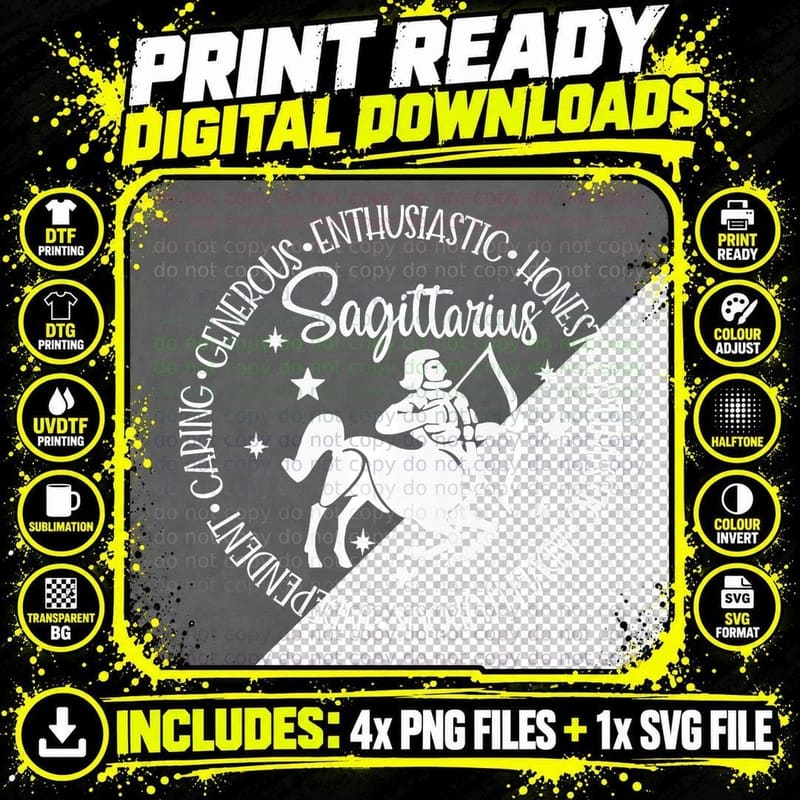 Sagittarius Generous Sign, Birth T-Shirt Png SVG Digital Bundle