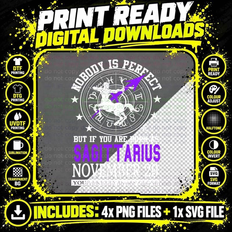 Sagittarius November 29 Zodiac Astrology Star Horoscope Png SVG Digital Bundle