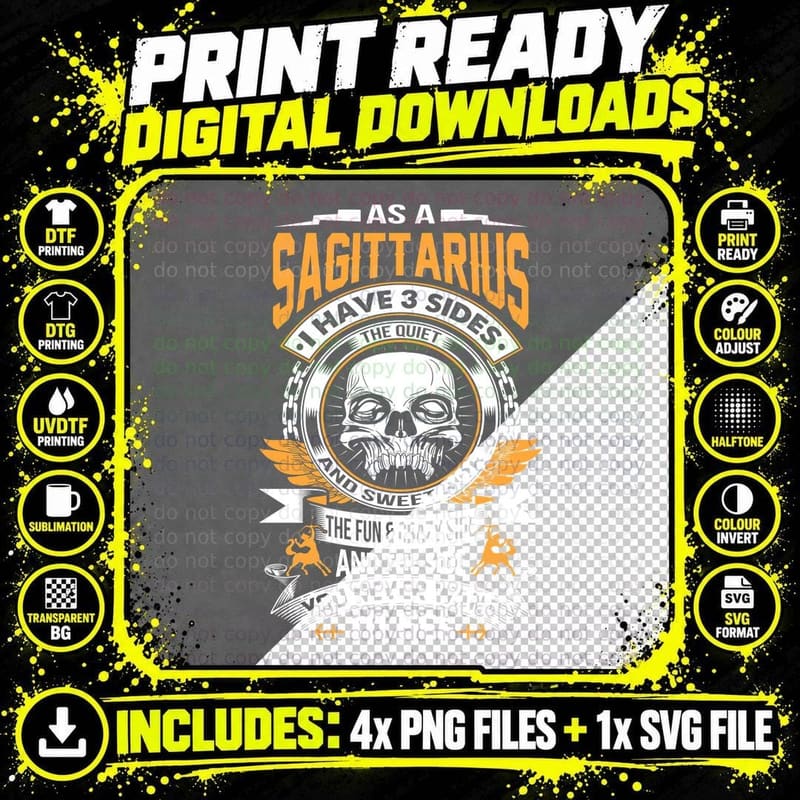 Sagittarius Zodiac Sign T-Shirt, Astrology Style Png SVG Digital Bundle