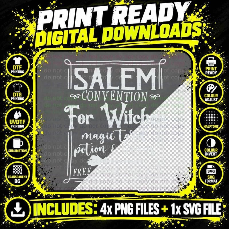 Salem Convention for Witches Magic Tarot Potions & Brews Png SVG Digital Bundle
