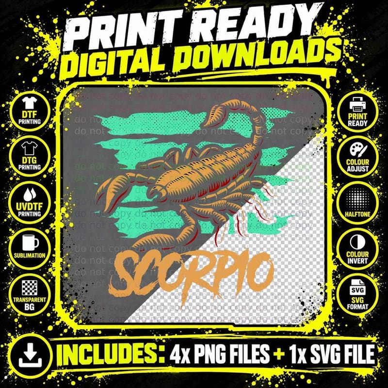 Scorpio Babylonian Astronomy Signs Zodiac Sign T-Shirt Png SVG Digital Bundle
