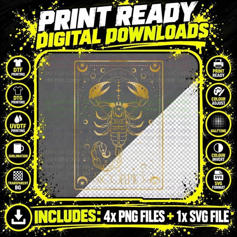 Scorpio Tarot Card Shirt, Horoscope Cottagecore Dreamy Png SVG Digital Bundle