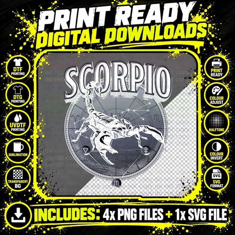 Scorpio Tee Men Zodiac Sign Scorpio T-Shirt Png SVG Digital Bundle