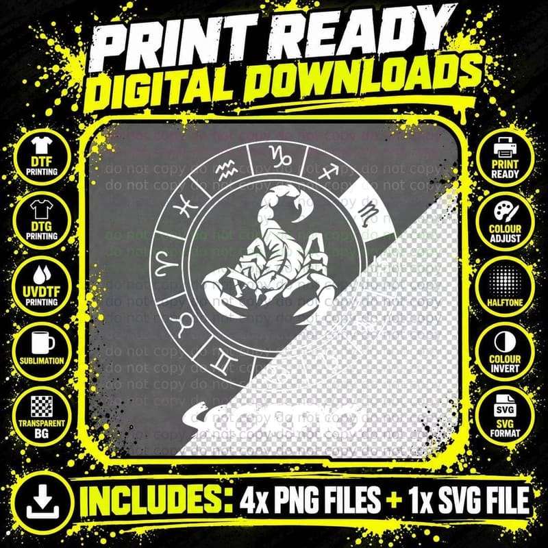 Scorpion Men Zodiac Sign Scorpio T-Shirt Png SVG Digital Bundle