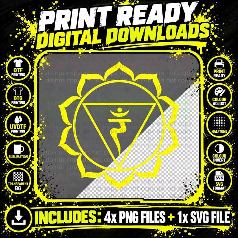 Solar Plexus Chakra Symbol Yellow Manipura Yoga Top Png SVG Digital Bundle