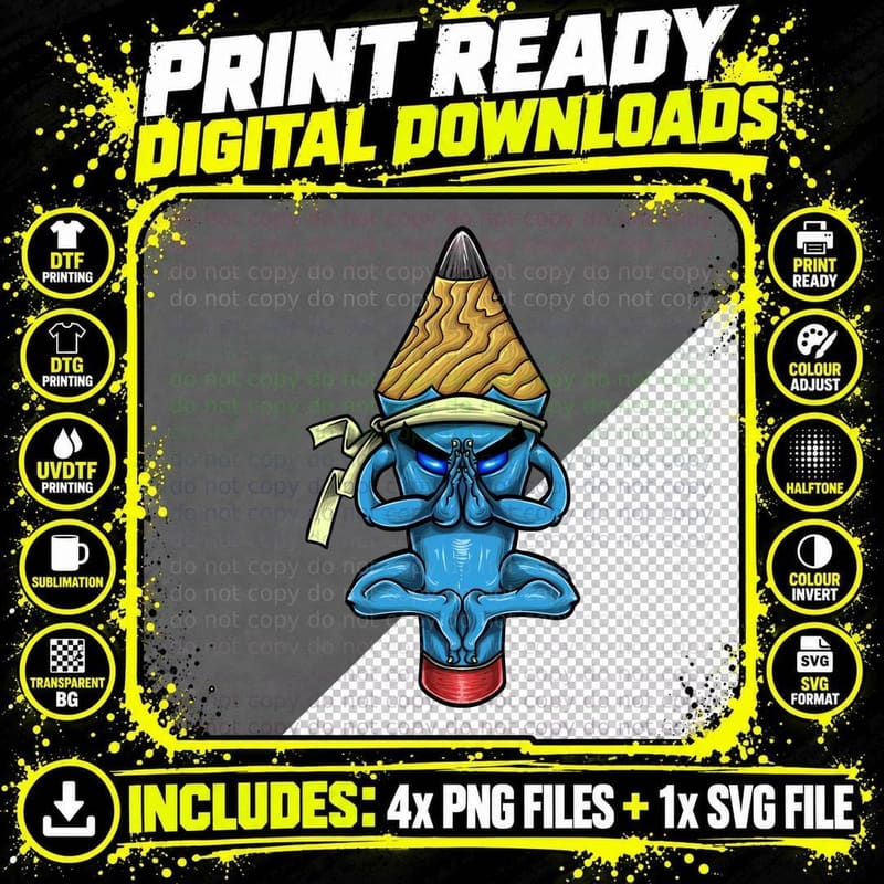 Spiritual Figure Buddha Cone Head Geometric Design Png SVG Digital Bundle