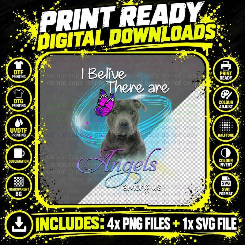 Staffordshire Bull Terrier Angel Wings T-Shirt Png SVG Digital Bundle