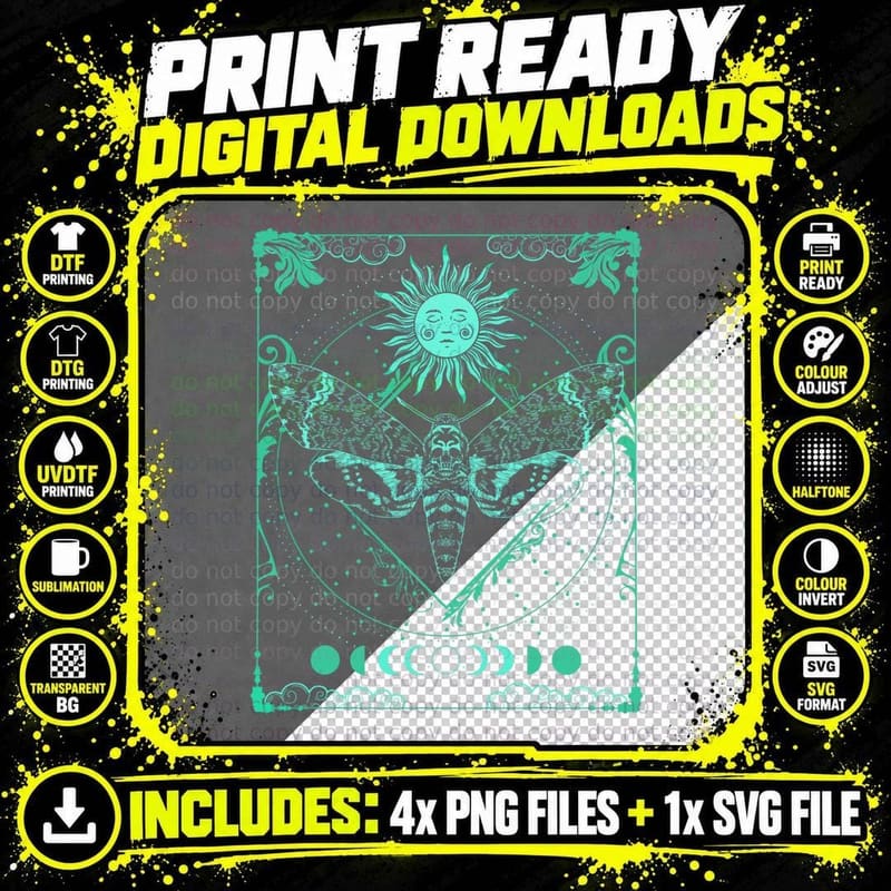 Tarot Card Death Moth Moon and Sun Gothic for Tarot Png SVG Digital Bundle