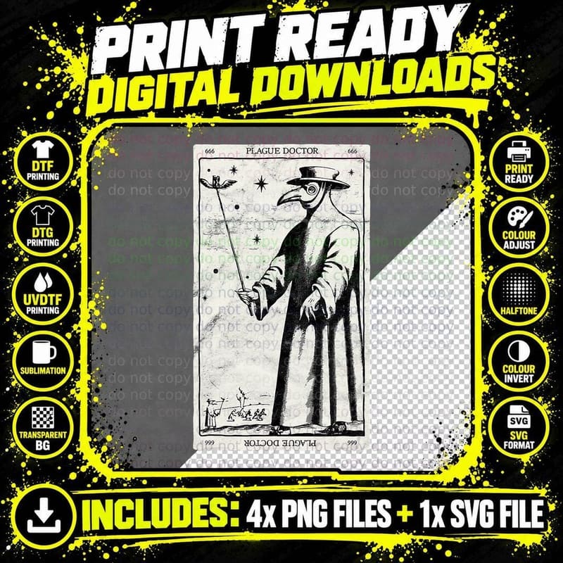 Tarot Card Plague Doctor T-Shirt Png SVG Digital Bundle