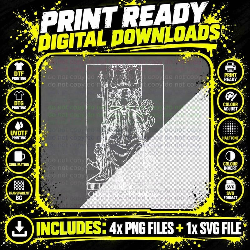 Tarot Card Queen of Wands Tarot, Cool Graphic Design Art Png SVG Digital Bundle