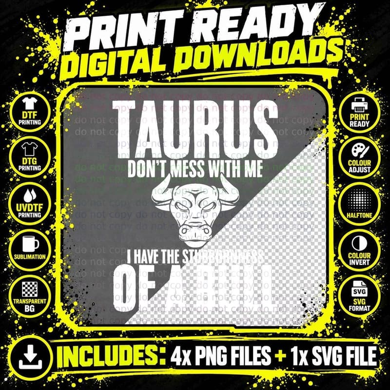 Taurus Definition Zodiac Sign for Astrologers T-Shirt Png SVG Digital Bundle