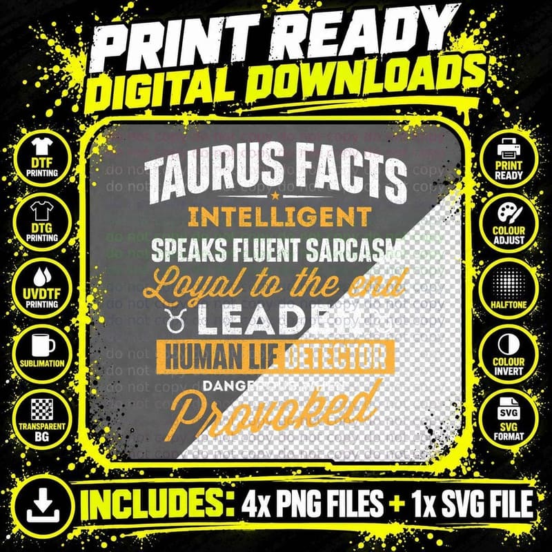 Taurus Facts - Astrology Astrologer Horoscope Zodiac Png SVG Digital Bundle