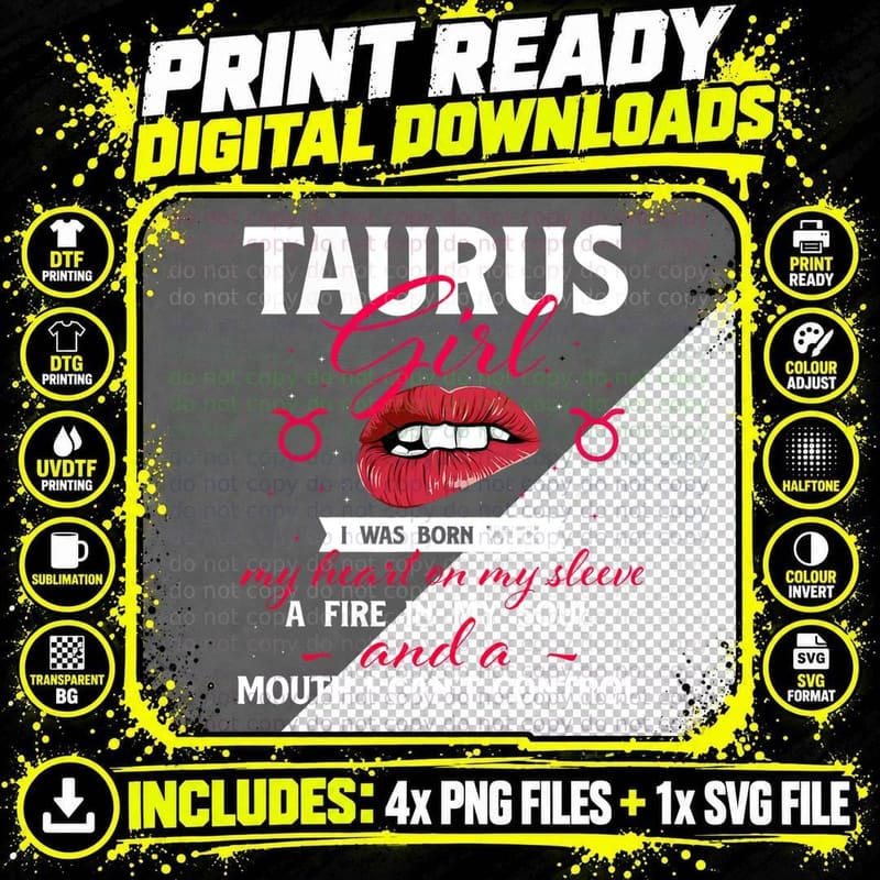 Taurus Girl - Zodiac Sign Astrology Astrologer Horoscope Png SVG Digital Bundle