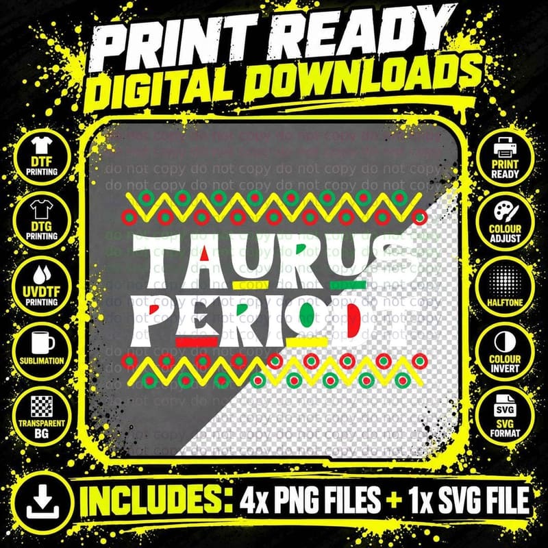 Taurus Perdiodt - Zodiac Sign Astrology Symbol Horoscope Png SVG Digital Bundle