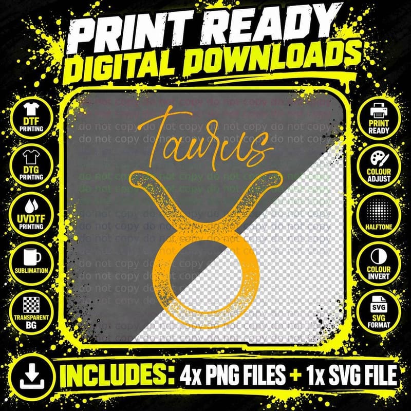 Taurus Zodiac Sign Astrology T-Shirt Png SVG Digital Bundle