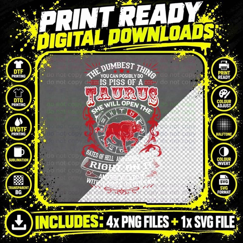 Taurus Zodiac Sign T-Shirt, Astrology Style Png SVG Digital Bundle