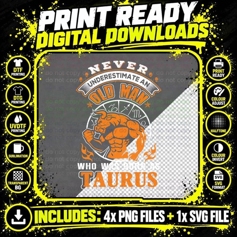 Taurus Zodiac Sign T-Shirt, Astrology Style Png SVG Digital Bundle