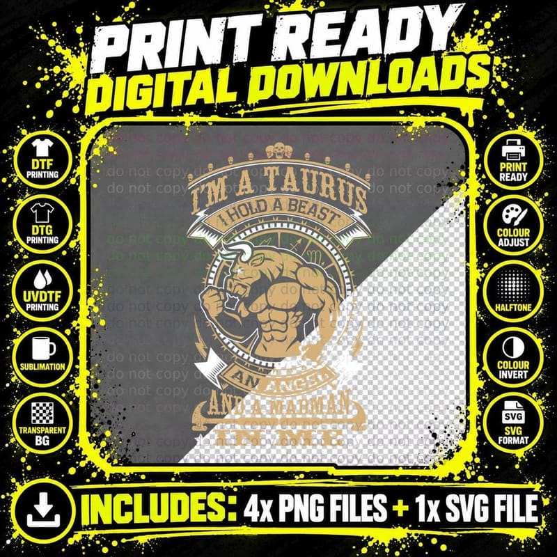 Taurus Zodiac T-Shirt, Astrology Apparel Png SVG Digital Bundle