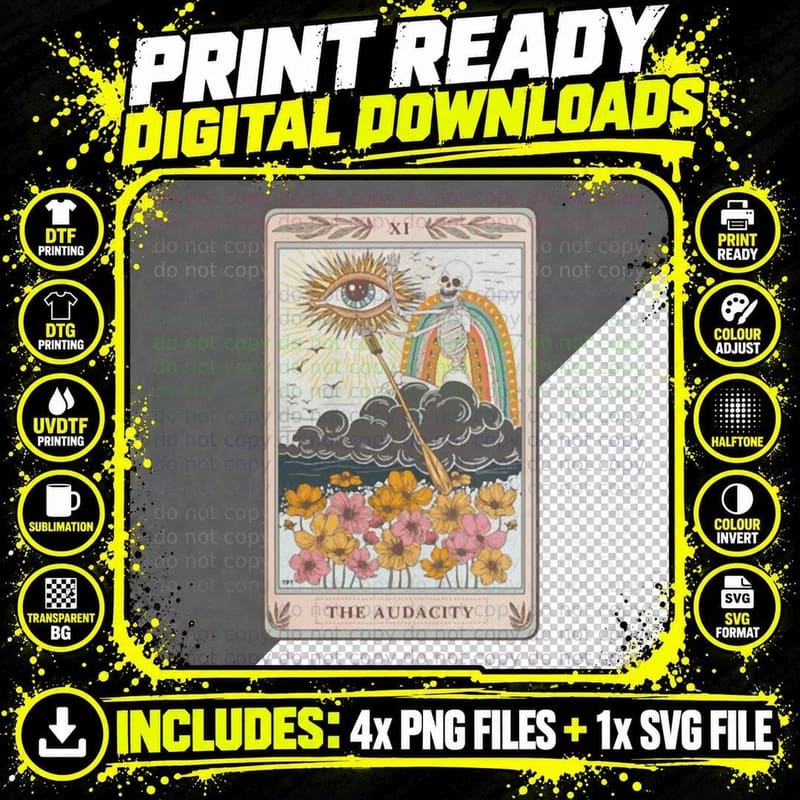 The Audacity Tarot Card T-Shirt Png SVG Digital Bundle