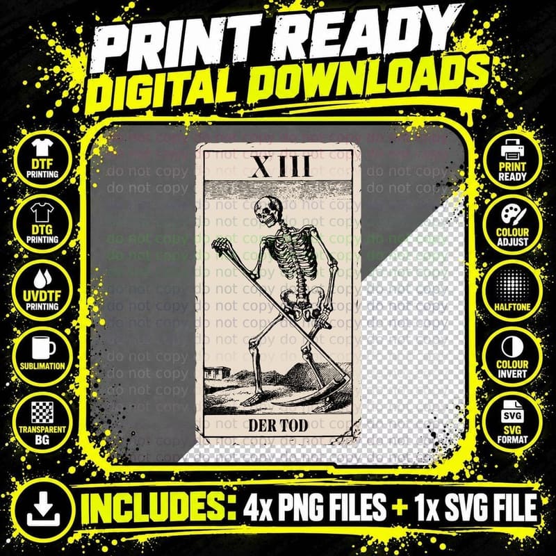 The Death Tarot Card T-Shirt Png SVG Digital Bundle