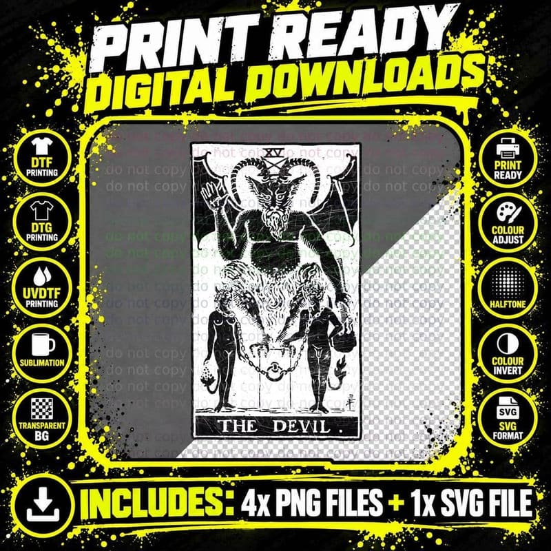 The Devil Tarot Card - Major Arcana - Fortune Telling - Png SVG Digital Bundle